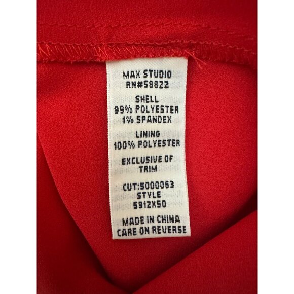 Max Studio Red Crocheted V-Neck Wide Sleeve Dress Size S Christmas Holiday Party - Picture 6 of 8